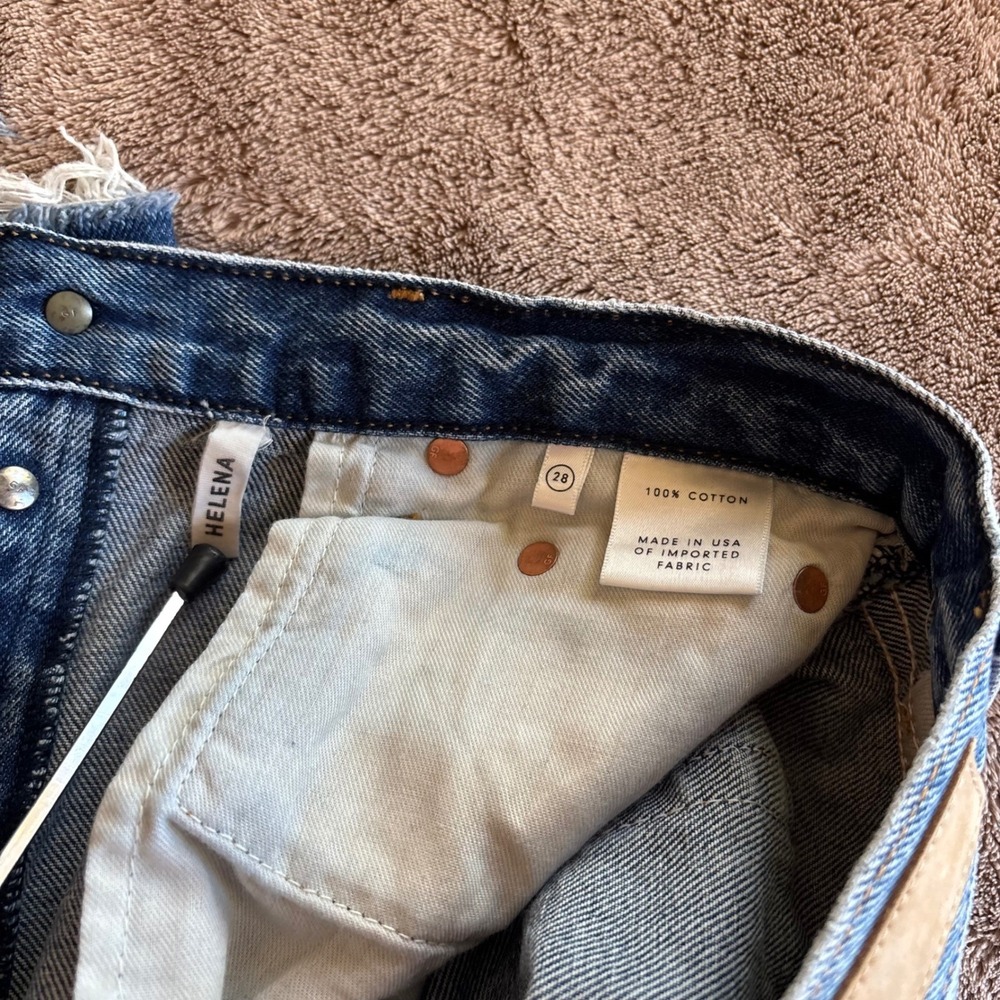 GRLFRND Helena High Rise Straight Leg Two Tone Distressed Jeans Size 28 Blue - Picture 8 of 10